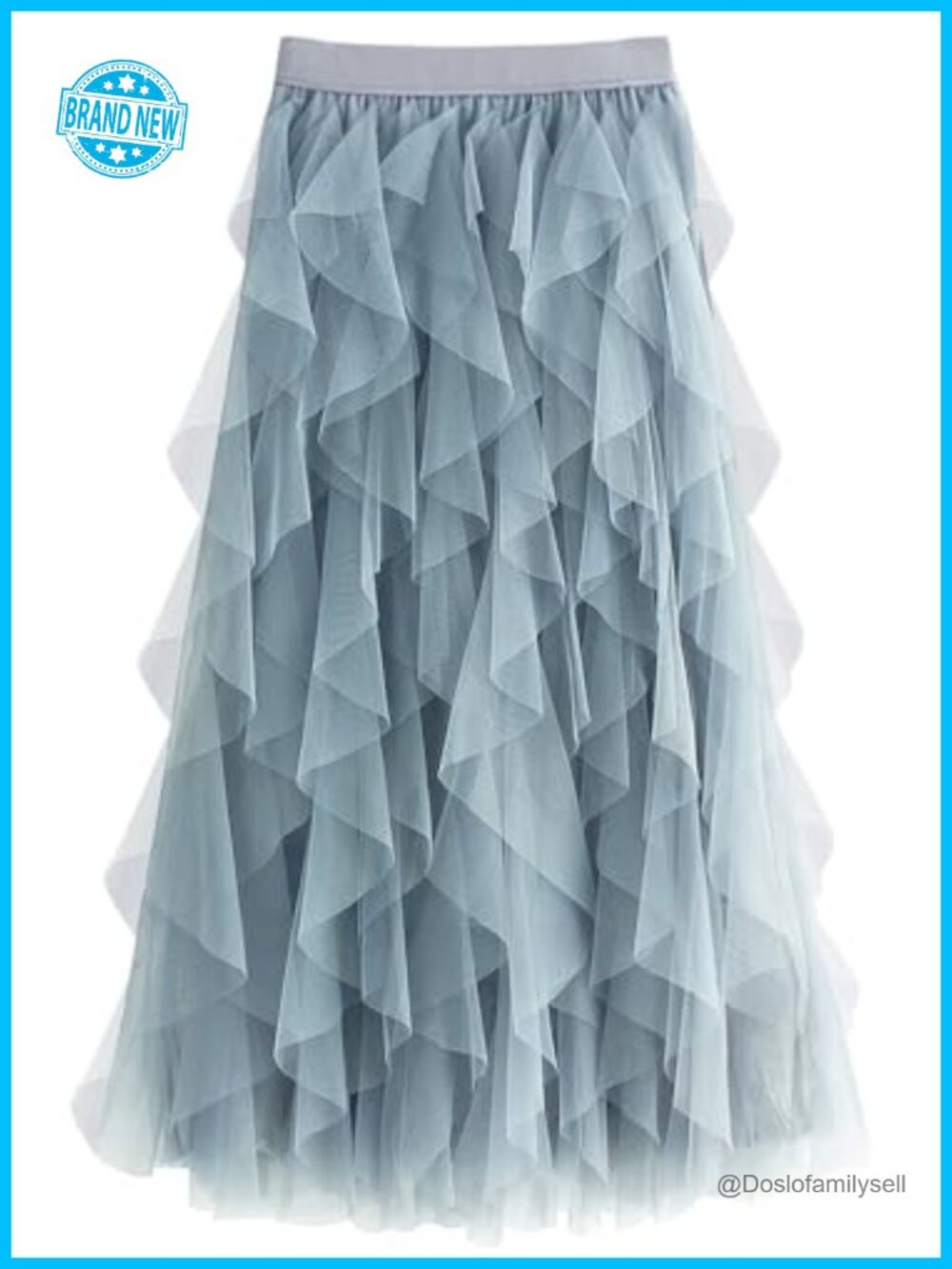 Women Long Tulle Tutu Skirt Layered Mesh A-Line Elastic Waist One Size
